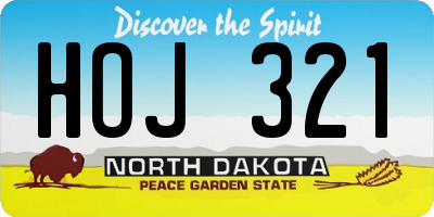 ND license plate HOJ321
