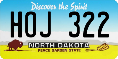 ND license plate HOJ322