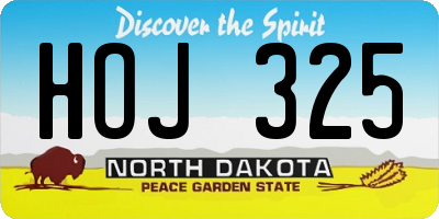 ND license plate HOJ325