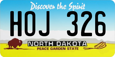 ND license plate HOJ326