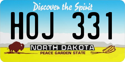 ND license plate HOJ331