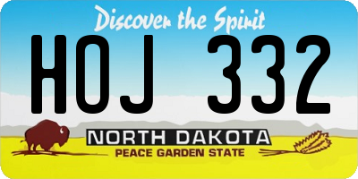 ND license plate HOJ332