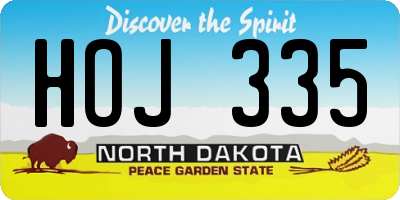 ND license plate HOJ335