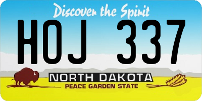 ND license plate HOJ337
