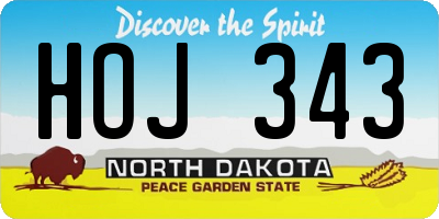 ND license plate HOJ343