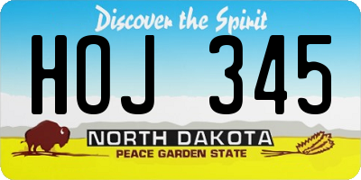 ND license plate HOJ345
