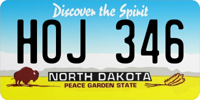 ND license plate HOJ346