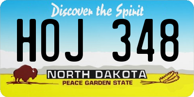 ND license plate HOJ348