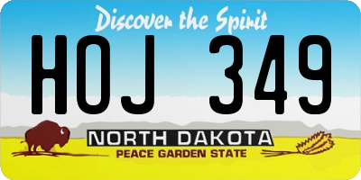 ND license plate HOJ349