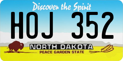 ND license plate HOJ352