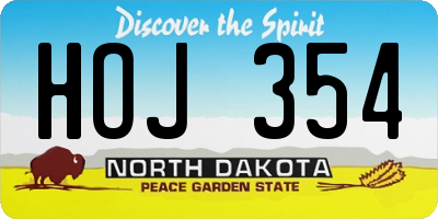 ND license plate HOJ354