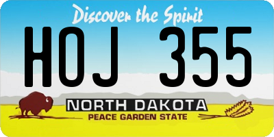 ND license plate HOJ355
