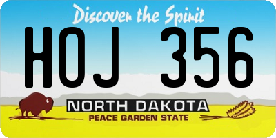 ND license plate HOJ356
