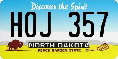 ND license plate HOJ357