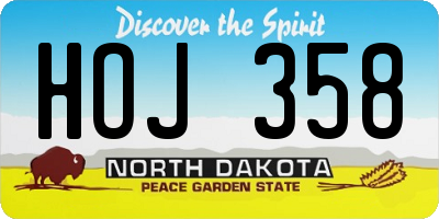 ND license plate HOJ358