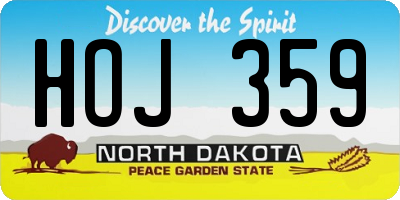 ND license plate HOJ359