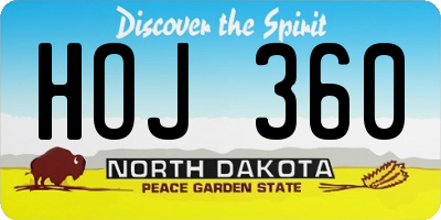 ND license plate HOJ360
