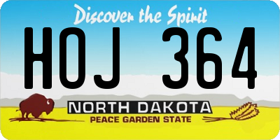ND license plate HOJ364
