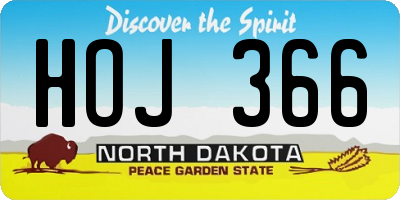 ND license plate HOJ366