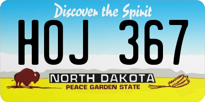 ND license plate HOJ367