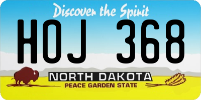 ND license plate HOJ368