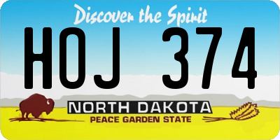 ND license plate HOJ374