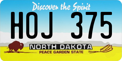 ND license plate HOJ375