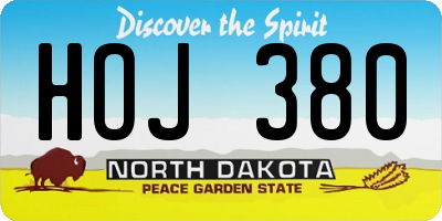 ND license plate HOJ380