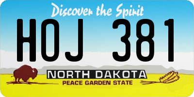 ND license plate HOJ381