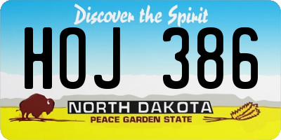 ND license plate HOJ386