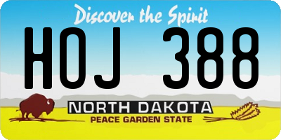 ND license plate HOJ388