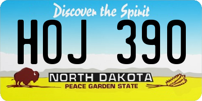 ND license plate HOJ390