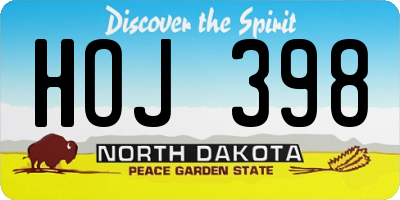ND license plate HOJ398