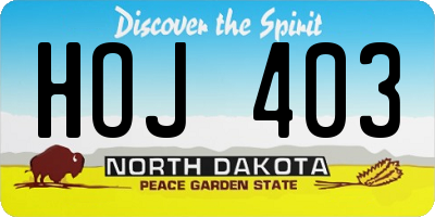 ND license plate HOJ403