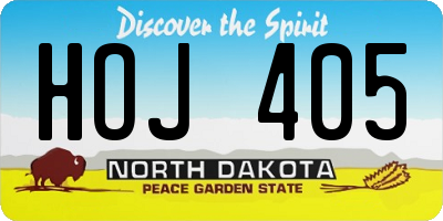 ND license plate HOJ405