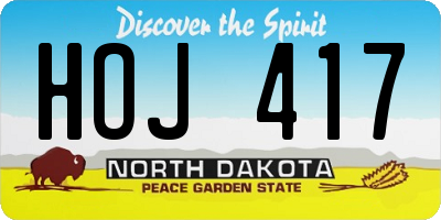 ND license plate HOJ417