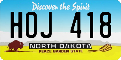 ND license plate HOJ418