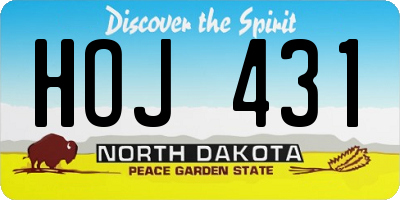 ND license plate HOJ431