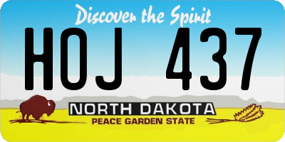 ND license plate HOJ437