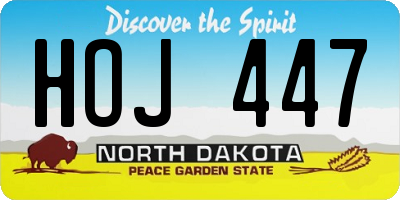 ND license plate HOJ447