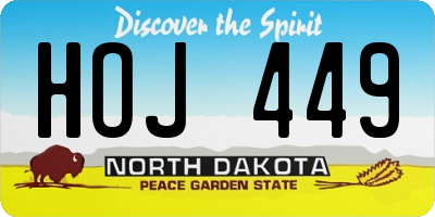 ND license plate HOJ449