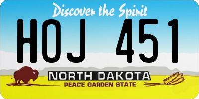 ND license plate HOJ451