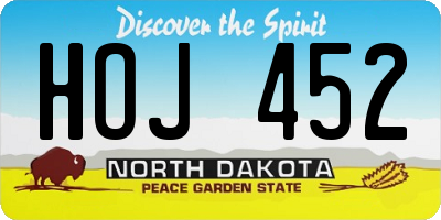 ND license plate HOJ452