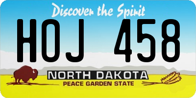 ND license plate HOJ458