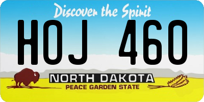 ND license plate HOJ460