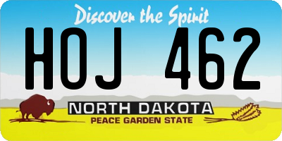 ND license plate HOJ462
