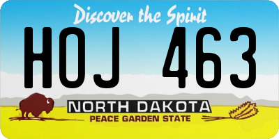 ND license plate HOJ463