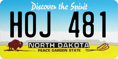 ND license plate HOJ481