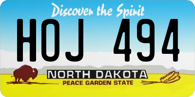 ND license plate HOJ494