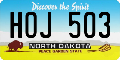 ND license plate HOJ503